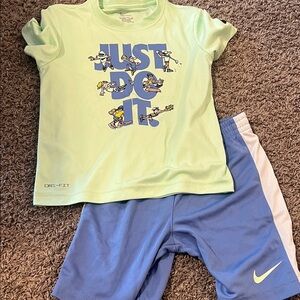 Nike Light Green Tee and Blue Shorts Set